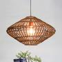 LITFAD Weave Geometric Suspension Light Natural Modern Pendant Lighting 1 Light Ceiling Hanging Light Fixture for Sitting Room Dining Room Hotel Restaurant