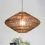 LITFAD Weave Geometric Suspension Light Natural Modern Pendant Lighting 1 Light Ceiling Hanging Light Fixture for Sitting Room Dining Room Hotel Restaurant