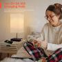Table Lamp with 2 Ports USB Bedside Charging Outlet and Fabric Shade - Albrillo Minimalist Solid Nightstand Desk Lamps for Dresser,Office Lamps,Living Room,College Dorm,Kids Room,Bookcase,Coffee Table