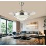 Sweety House 42''Luxury Crystal Ceiling Fan Chandelier with Remote Control LED Lights and Three-Speed Stealth Fan Blade Silent Motor Lighting Chandelier (42 inches-Style 1) (42''Crystal)