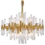 Moooni Modern Luxury Round Crystal Chandeliers Brass Pendant Ceiling Light Fixture for Kitchen Island Dining Room Brass Frame D 24.4”x H23.6”