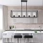 VINLUZ 5 Light Dining Room Chandelier Farmhouse Oil Rubbed Bronze Kitchen Island Pendant Light Finish with Clear Glass Shade for Kitchen Cafe Bar