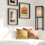 Floor Lamp with Shelves - Room Light by Lightaccents - Corner Storage Standing Bookshelf Lamp - Bedroom Light with Wooden Storage Shelves and White Cotton Linen Shade (Black)