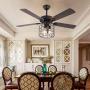 52 Inch Modern Ceiling Fan with Light Ceiling Fan Chandelier with Remote Control 3 Speed Reverse Function without Light Source E26 Suitable for Living Room, Bedroom, Dining Room (Black 1)