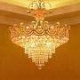 RUNNUP Glittering Crystal Cone Pendant Light European Style Chandelier in Gold Finish for Hotel Villa Restaurant Living Room Dining Room