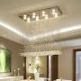 Moooni Modern Rectangle Crystal Chandeliers Rectangular Flush Mount Raindrop Ceiling Light Fixture for Dining Room Kitchen Island 10 Ligths L47''x W12''x H31.5''