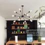CLAIRDAI Sputnik Chandelier 12 Lights Modern Pendant Lighting Industrial Vintage Ceiling Light Fixture for Kitchen Living Room Dining Area Bedroom Hotel Bar, Black