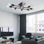 ELUZE Black Flush Mount Ceiling Light Metal Dining Room Ceiling Light, 8 Lights E26 Base Sputnik Chandelier Lighting Industrial Vintage Kitchen Light Fixtures