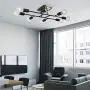 ELUZE Black Flush Mount Ceiling Light Metal Dining Room Ceiling Light, 8 Lights E26 Base Sputnik Chandelier Lighting Industrial Vintage Kitchen Light Fixtures