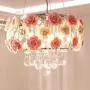 Healer 19.7 inch Crystal Chandelier Ceiling Light Semi Flush Mount Fixtures with 5 E12 Base, Modern Romantic Ceramics Rose Decoration Hanging Lighting Fix for Dining/Living Room Bedroom