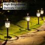 Solpex Solar Path Lights Outdoor, Glass and Bronze Finished, 2 Bright LEDs per Light, Waterproof Automatic Solar Lights Outdoor for Patio, Yard, Lawn, Garden and Landscape-Warm White (6 Pack)