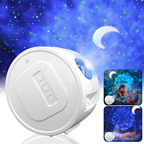 Pinshion Star Projector Light, Bluetooth Speaker Voice Control Christmas Projector Ligh Sky Twilight Star Ocean Wave Projection LED Night Projector Light for Bedroom Holidays Party Home