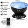 Ocean Wave Projector and Sound Machine - Night Light Projector with Color Changing Wave Light Effects – Music Lamp for Kids Adults Bedroom – Black