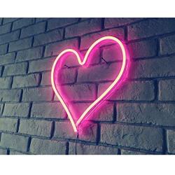 Britrio LED Neon Light Sign, 13.4”x12.6” Heart Shape Neon Sign Wall Hanging Sign Wall Art for Bar Bedroom Living Room Kid’s Room Party,Home Decor Neon Night Light USB Powered(Pink Heart)