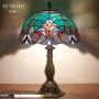 Tiffany Style Lamp Table Reading Light Stained Glass Green Liaison Shade W12H18 Inch S160G WERFACTORY LAMPS Parent Friend Kid Lover Living Room Bedroom Study Coffee Bar Bedside Antique Art Crafts Gift
