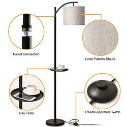 Miceshu Floor Lamps for Living Room, Arc Modern Standing Lamp Adjustable Lamp Safety Base and with Unique Convenient Table for Cellphone and Coffee Cup, Useful Bed Room Christmas Decor Floor Lamp