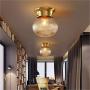 Glass Ceiling Lights, Modo Lighting Brass Semi Flush Mount Ceiling Light Fixture Vintage Industrial Glass Globe Ceiling Lamp, Modern Round Ceiling Light for Living Room Hallway Foyer, E26 Base