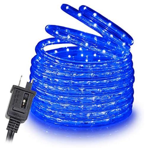 WYZworks 25 feet 1/2'' Thick Blue Pre-Assembled LED Rope Lights with 10, 50, 100, 150 Option - Christmas Holiday Decoration Lighting | UL Certified