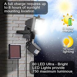 Noryer Solar Wall Light, 60 LED 750LM Wireless LED Solar Motion Sensor Lights Outdoor, Adjustable Head