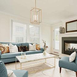 KSANA Gold Chandelier, 4-Light Modern Linear Chandeliers, Pendant Hanging Light Fixtures for Dining Rooms, Foyer, Living Room, Bedroom and Kitchen Island, Brushed Gold Finish