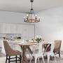 LALUZ Farmhouse Chandeliers for Dining Rooms, 23'' Wood Wagon Wheel Chandelier, Rustic Dining Room Lighting Fixtures Hanging