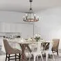 LALUZ Farmhouse Chandeliers for Dining Rooms, 23'' Wood Wagon Wheel Chandelier, Rustic Dining Room Lighting Fixtures Hanging