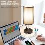 Touch Table Lamp Dimmable with AC Outlet and 2 USB Ports, LIGHTESS Black Fabric Shade Nightstand Lights Bedside Lamps, Edison LED Bulbs Included for Bedroom, Living Room, Pack of 2, LG9925868