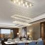 Moooni Modern Rectangular Crystal Chandelier Ceiling Lighting Fixture Raindrop Pendant Flush Mount Light Rectangle Chandeliers for Dining Rooms Kitchen L 47''x W 12''x H 31.5''