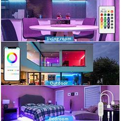 Led Strip Lights 16.4ft, Bluetooth Music Sync Color Changing 5050 RGB LED Lights 300 Led Light Strips with Remote, Waterproof led Strip Lights for Room, Bedroom, Kitchen, Home Decoration