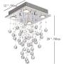 Bestier Modern Crystal Square Raindrop Chandelier Lighting Flush Mount LED Ceiling Light Fixture Pendant Lamp for Dining Room Bathroom Bedroom Livingroom 4 GU10 Bulbs Required 12 in Wide 20 inch High