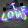 WARMTHOU  Newly Upgrade LED Neon Letter Lights Marquee Alphabet Light Up Letters with Remote Control，USB/Battery Powered Light Up Letters for Home Decoration Colourful (RC-&)