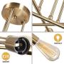 Mid Century Modern Sputnik Chandeliers Light Fixtures,Brushed Brass Semi Flush Mount Ceiling Lighting 6-Light,God Pendant Lighting for Dining & Living Room, Bedroom and Kitchen