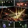 BRTLX Outdoor LED String Light, 100Ft Color Changing RGBW Dimmable Waterproof Commercial Grade Hanging Patio String Lights with 32 Shatterproof Bulbs(2 Spare Bulbs) for Backyard Garden Party (100FT)