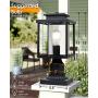 Osimir Outdoor Post Light 2 Pack, 1-Light Exterior Post Lantern with Pier Mount Base, Lamp Post Light Fixture in Black Finish with Cylinder Glass, 6.7''W x 15''H, 2353/1G-2PK