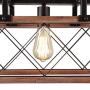 Giluta Rectangle Wood Chandelier Kitchen Island Pendant Lighting Rustic Farmhouse Chandelier Hanging Ceiling Light Fixture 5 Lights Ideal for Dining Room Living Room (C0060)