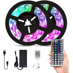 LED Strip Lights for Bedroom,32.8ft with 300 LED Lights,SAUDIO Flexible Color Changing 5050 RGB LED Tape Lights with 44 Keys IR Remote for Home Lighting,Kitchen,TV,Party,DIY and Decoration