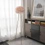 Maxax Feather Floor lamp Modern Tripod Floor Lamp with Pink Feather Shade, Standing Light for Bedrooms/Living Room/Dining Room/Kitchen,Gold Classic