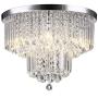 Krasty 5 Lights Modern Light Fixture Chrome Finish Flush Mount Crystal Ceiling Light,Crystal Raindrop Chandelier for Hallway Dining Room Bedroom Living Room Kitchen,18'' Diameter KR-SJD0037C-YT