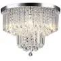 Krasty 5 Lights Modern Light Fixture Chrome Finish Flush Mount Crystal Ceiling Light,Crystal Raindrop Chandelier for Hallway Dining Room Bedroom Living Room Kitchen,18'' Diameter KR-SJD0037C-YT