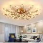 Diy FamilyModern Crystal LED Ceiling Lamp，Leaf Flush Mount Ceiling Light Fixture Decorative Crystal Chandelier For Dining Room Bedroom Livingroom Pendant Light(21-head) Gold