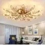 Diy FamilyModern Crystal LED Ceiling Lamp，Leaf Flush Mount Ceiling Light Fixture Decorative Crystal Chandelier For Dining Room Bedroom Livingroom Pendant Light(21-head) Gold