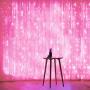 Curtain Lights, Pink 8 Modes LED String Lights for Garden, Girls Room, Party, Window and Wall Decorations
