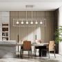 BONLICHT Modern Chandeliers 6 Lights Brushed Nickel Linear Pendant Lighting Industrial Kitchen Light Fixture Hanging Ceiling Light for Farmhouse Island Dining Room Living Room