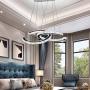 Antilisha Modern Chandelier Lighting Ceiling Girls Bed-Room Crystal Chandeliers Led Lighting Fixtures Small Medium Size 2 C Ring Pendant Lights for Bath-Room Entry-Way Bedroom Cool White