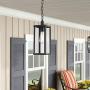Odeums Outdoor Pendant Lantern, Exterior Pendant Hanging Lights, Pendant Lighting Fixture in Black Finish with Clear Glass