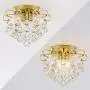 KAISITE 3-Lights Crystal Chandelier, Mini Modern Chandelier with 3×E12 Bulb Socket and Clear Crystal Ball, Flush Mount Ceiling Light 13.8 Inches Diameter for Bedroom, Dining Room, Etc(Plating Finish)