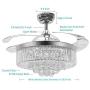 TiptonLight Modern Crystal Ceiling Fan with Lights, 42 Inch Remote Control Crystal Chandelier Fan 4 Acrylic Retractable Blades with 3 Color Light for Living Room Office Restaurant Hote