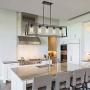 LUBURS  Kitchen Island Lighting - 5 Lights Chandelier,Black Pendant Lighting with Metal Adjustable Rods&Clear Glass Shade, Vintage Pendant Ceiling Lamp for Dining Room Kitchen Living Room Farmhouse