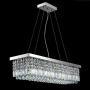 SILJOY Rectangle Modern Crystal Chandelier Lighting Raindrop Pendant Light Dining Room Kitchen Island Hanging Lamp L40'' x W10''