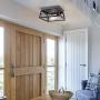 HMVPL Industrial Ceiling Lighting Fixtures, Farmhouse Flush Mount Close to Ceiling Lamp 2-Light for Kitchen Island Dining Room Bedroom Foyer Hallway